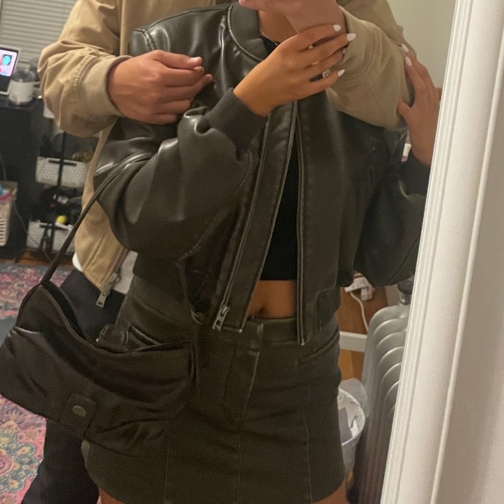 Zara Dark Leather Mini Skirt